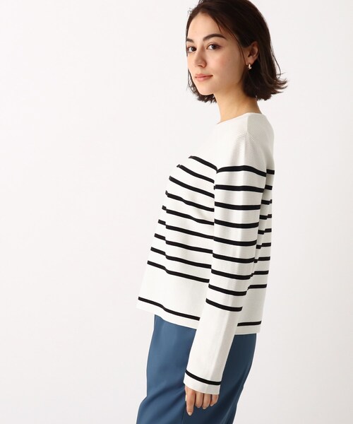 OPAQUE.CLIP（オペークドットクリップ）の「◆ボートネックニット【エクストラファインオーガニックコットン】（ニット/セーター・レディース・グリーン系その他5/ライトイエロー系8/ブルー系7/ダークグリーン/ホワイト系/ホワイト系その他3/ブラック系7/ブルー・34/36/38/42/40）」の10枚目の写真