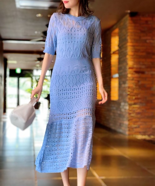 Opinion korean town（オピニオン コリアン タウン）の「YUGA レースマーメイドシルエットワンピース（ワンピース・レディース・ホワイト/ライトブルー/ネイビー/ブラック・FREE）」の3枚目の写真