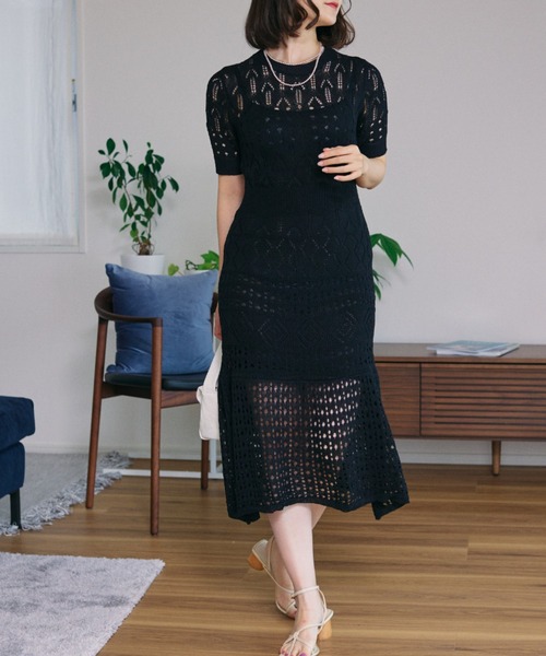 Opinion korean town（オピニオン コリアン タウン）の「YUGA レースマーメイドシルエットワンピース（ワンピース・レディース・ホワイト/ライトブルー/ネイビー/ブラック・FREE）」の7枚目の写真