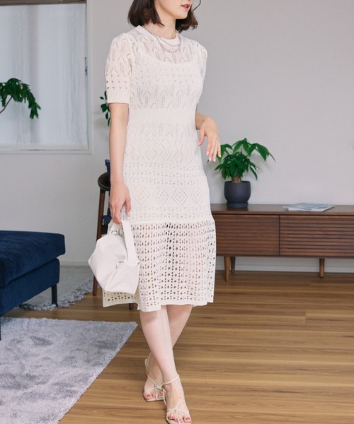 Opinion korean town（オピニオン コリアン タウン）の「YUGA レースマーメイドシルエットワンピース（ワンピース・レディース・ホワイト/ライトブルー/ネイビー/ブラック・FREE）」の6枚目の写真