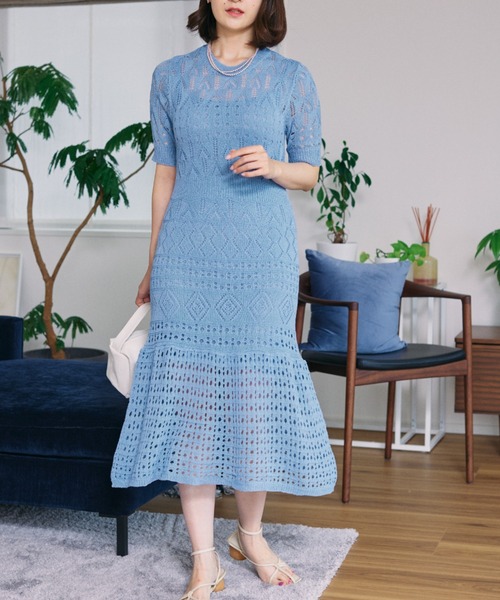 Opinion korean town（オピニオン コリアン タウン）の「YUGA レースマーメイドシルエットワンピース（ワンピース・レディース・ホワイト/ライトブルー/ネイビー/ブラック・FREE）」の11枚目の写真