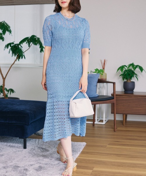 Opinion korean town（オピニオン コリアン タウン）の「YUGA レースマーメイドシルエットワンピース（ワンピース・レディース・ホワイト/ライトブルー/ネイビー/ブラック・FREE）」の17枚目の写真