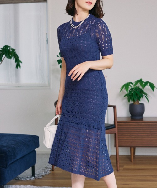 Opinion korean town（オピニオン コリアン タウン）の「YUGA レースマーメイドシルエットワンピース（ワンピース・レディース・ホワイト/ライトブルー/ネイビー/ブラック・FREE）」の12枚目の写真