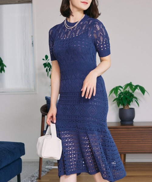 Opinion korean town（オピニオン コリアン タウン）の「YUGA レースマーメイドシルエットワンピース（ワンピース・レディース・ホワイト/ライトブルー/ネイビー/ブラック・FREE）」の14枚目の写真