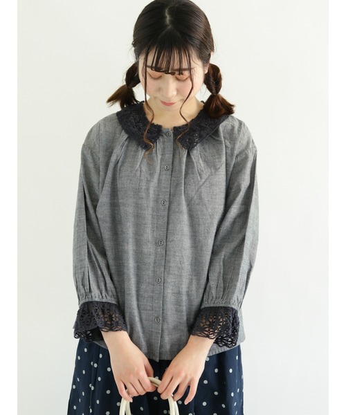 Samansa Mos2(サマンサ モスモス)の「レース襟ブラウス(シャツ/ブラウス・レディース・ブラック/ベージュ/オフホワイト/ブルー・フリ-)」の3枚目の写真