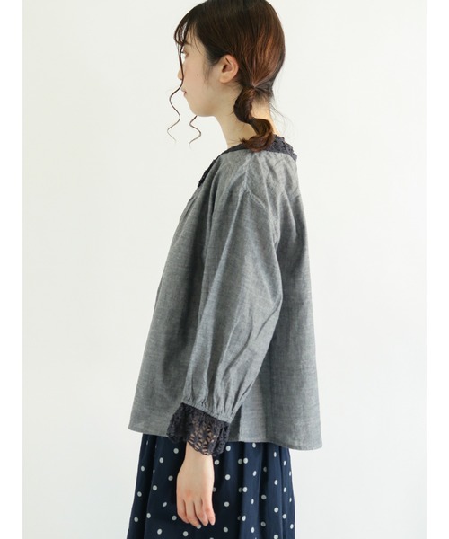 Samansa Mos2(サマンサ モスモス)の「レース襟ブラウス(シャツ/ブラウス・レディース・ブラック/ベージュ/オフホワイト/ブルー・フリ-)」の10枚目の写真