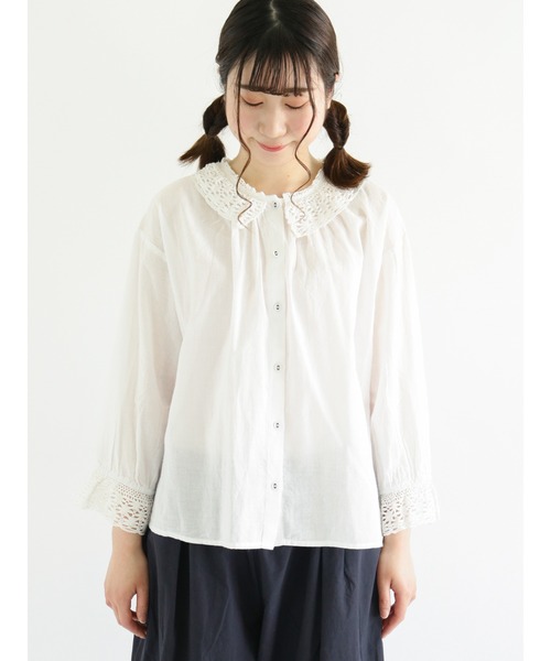 Samansa Mos2(サマンサ モスモス)の「レース襟ブラウス(シャツ/ブラウス・レディース・ブラック/ベージュ/オフホワイト/ブルー・フリ-)」の18枚目の写真