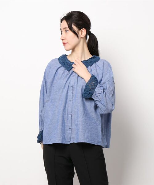 Samansa Mos2(サマンサ モスモス)の「レース襟ブラウス(シャツ/ブラウス・レディース・ブラック/ベージュ/オフホワイト/ブルー・フリ-)」の6枚目の写真