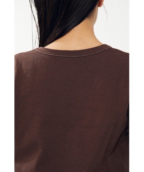 BLACK BY MOUSSY（ブラックバイマウジー）の「top stich t-shirt（トップステッチTシャツ）（Tシャツ/カットソー・レディース・ブラウン/オフホワイト/グリーン・FREE）」の9枚目の写真