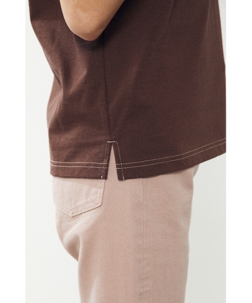 BLACK BY MOUSSY（ブラックバイマウジー）の「top stich t-shirt（トップステッチTシャツ）（Tシャツ/カットソー・レディース・ブラウン/オフホワイト/グリーン・FREE）」の11枚目の写真