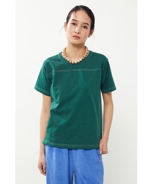 BLACK BY MOUSSY（ブラックバイマウジー）の「top stich t-shirt（トップステッチTシャツ）（Tシャツ/カットソー・レディース・ブラウン/オフホワイト/グリーン・FREE）」の15枚目の写真