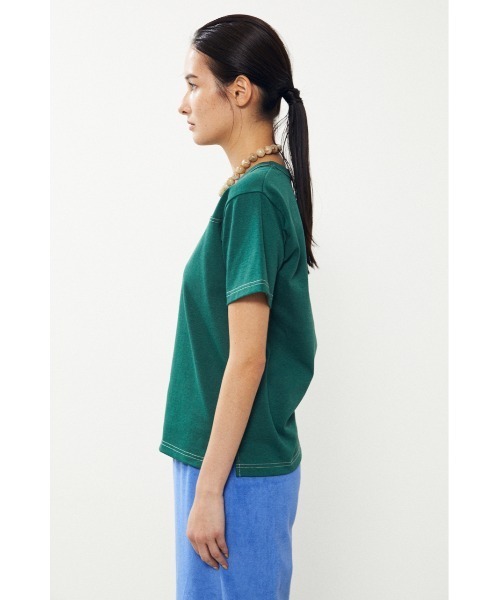 BLACK BY MOUSSY（ブラックバイマウジー）の「top stich t-shirt（トップステッチTシャツ）（Tシャツ/カットソー・レディース・ブラウン/オフホワイト/グリーン・FREE）」の16枚目の写真