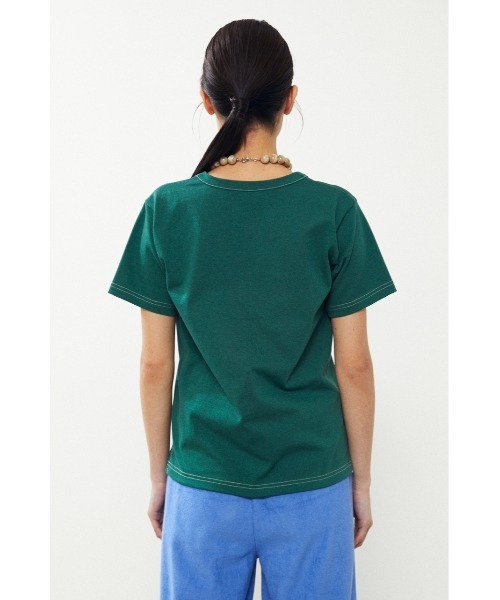 BLACK BY MOUSSY（ブラックバイマウジー）の「top stich t-shirt（トップステッチTシャツ）（Tシャツ/カットソー・レディース・ブラウン/オフホワイト/グリーン・FREE）」の17枚目の写真