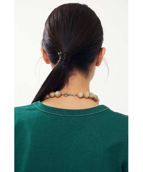 BLACK BY MOUSSY（ブラックバイマウジー）の「top stich t-shirt（トップステッチTシャツ）（Tシャツ/カットソー・レディース・ブラウン/オフホワイト/グリーン・FREE）」の19枚目の写真