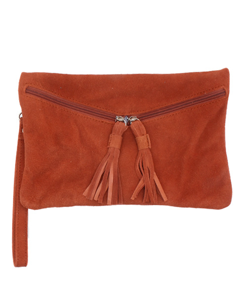 mystic（ミスティック）の「スウェードフリンジミニショルダー（ショルダーバッグ・レディース・キャメル/ライトグレー/エメラルド/ブラック・ﾌﾘ-）」の4枚目の写真