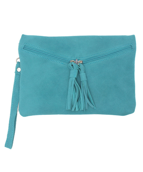 mystic（ミスティック）の「スウェードフリンジミニショルダー（ショルダーバッグ・レディース・キャメル/ライトグレー/エメラルド/ブラック・ﾌﾘ-）」の3枚目の写真