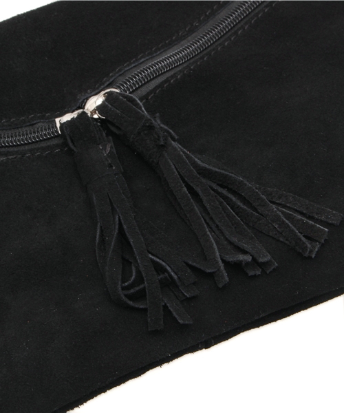 mystic（ミスティック）の「スウェードフリンジミニショルダー（ショルダーバッグ・レディース・キャメル/ライトグレー/エメラルド/ブラック・ﾌﾘ-）」の6枚目の写真