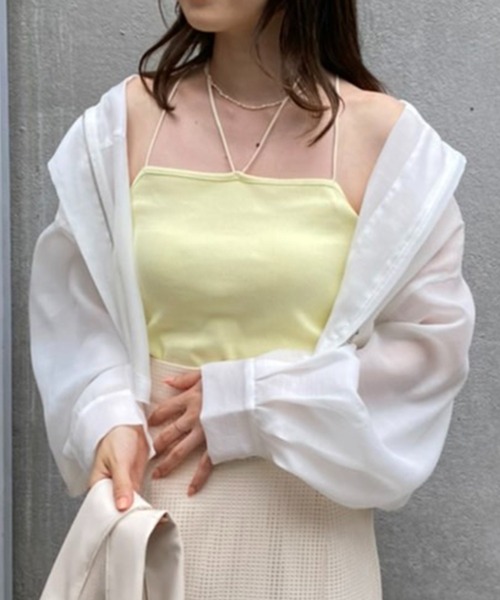 one after another NICE CLAUP（ワンアフターアナザーナイスクラップ）の「マルチwayブラトップ（キャミソール・レディース・オフホワイト/ブラック/グリーン/イエロー・FREE）」の4枚目の写真