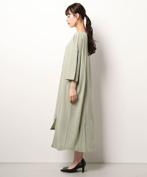 FLEUR DE KALINA(フレールドゥカリーナ)の「【FLEUR DE KALINA/フレール ドゥ カリーナ】 ドロストスリーブイレヘムワンピース(ワンピース・レディース・ライトグリーン/ベージュ/カーキ・FREE)」の4枚目の写真