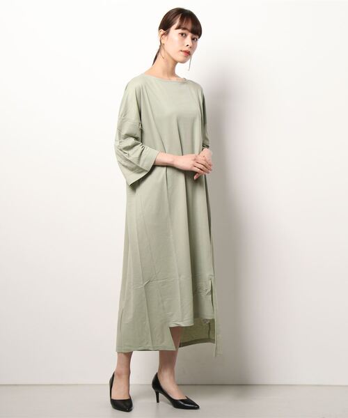 FLEUR DE KALINA(フレールドゥカリーナ)の「【FLEUR DE KALINA/フレール ドゥ カリーナ】 ドロストスリーブイレヘムワンピース(ワンピース・レディース・ライトグリーン/ベージュ/カーキ・FREE)」の6枚目の写真