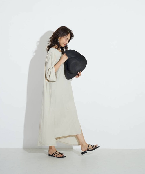FLEUR DE KALINA(フレールドゥカリーナ)の「【FLEUR DE KALINA/フレール ドゥ カリーナ】 ドロストスリーブイレヘムワンピース(ワンピース・レディース・ライトグリーン/ベージュ/カーキ・FREE)」の19枚目の写真
