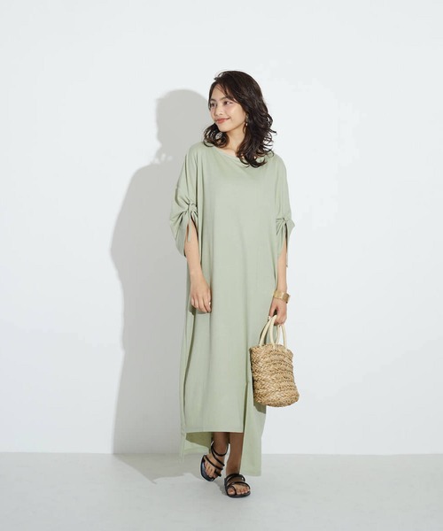 FLEUR DE KALINA(フレールドゥカリーナ)の「【FLEUR DE KALINA/フレール ドゥ カリーナ】 ドロストスリーブイレヘムワンピース(ワンピース・レディース・ライトグリーン/ベージュ/カーキ・FREE)」の14枚目の写真