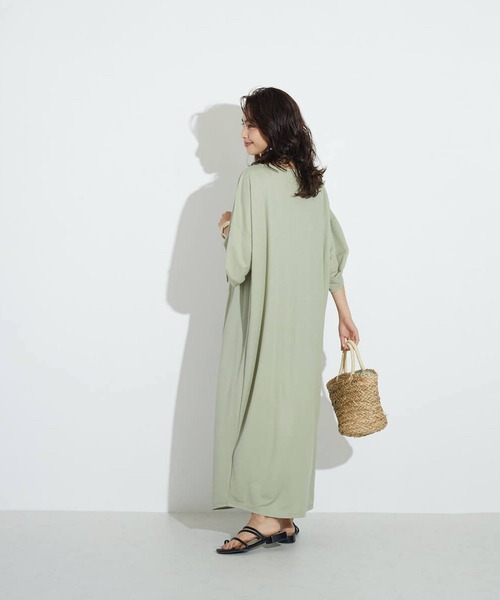 FLEUR DE KALINA(フレールドゥカリーナ)の「【FLEUR DE KALINA/フレール ドゥ カリーナ】 ドロストスリーブイレヘムワンピース(ワンピース・レディース・ライトグリーン/ベージュ/カーキ・FREE)」の13枚目の写真