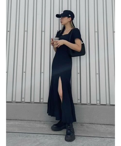 EVRIS（エヴリス）の「バックオープンロングワンピース（ワンピース・レディース・ホワイト/ブラック/グリーン・FREE）」の4枚目の写真