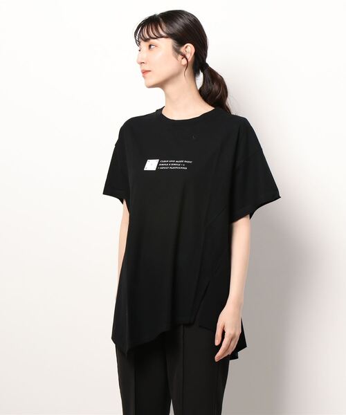 nota(ノータ)の「アシンメトリールーズTee(Tシャツ/カットソー・レディース・アイボリー/オレンジ/ブラック・FREE)」の3枚目の写真