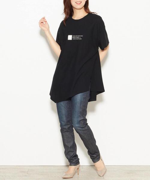 nota(ノータ)の「アシンメトリールーズTee(Tシャツ/カットソー・レディース・アイボリー/オレンジ/ブラック・FREE)」の10枚目の写真