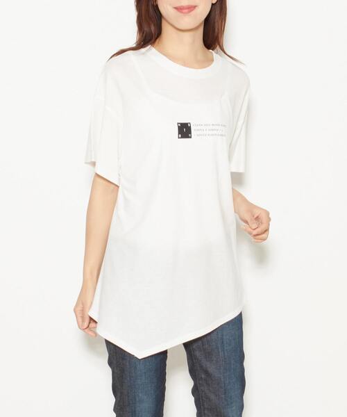 nota(ノータ)の「アシンメトリールーズTee(Tシャツ/カットソー・レディース・アイボリー/オレンジ/ブラック・FREE)」の16枚目の写真