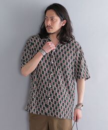 *SHIPS: ジオメトリック / ドット 総柄 リラックスフィット オープンカラー シャツ