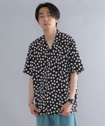 *SHIPS: ジオメトリック / ドット 総柄 リラックスフィット オープンカラー シャツ