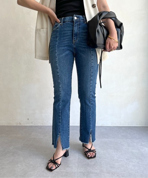 prose verse（プロズヴェール）の「フロントスリットデニムパンツ（デニムパンツ・レディース・ネイビー/ブラック・MEDIUM/LARGE）」の3枚目の写真