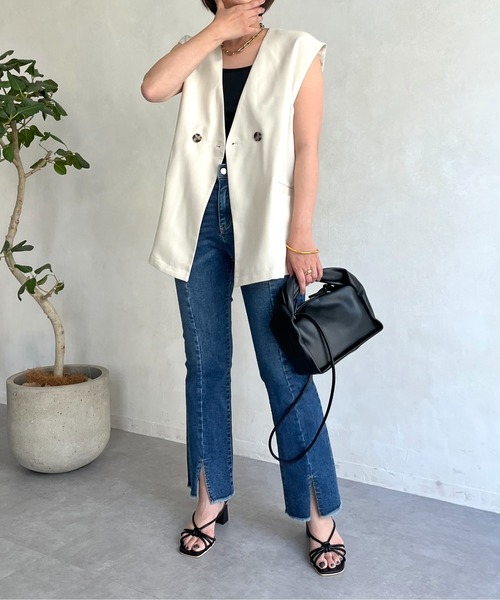 prose verse（プロズヴェール）の「フロントスリットデニムパンツ（デニムパンツ・レディース・ネイビー/ブラック・MEDIUM/LARGE）」の6枚目の写真