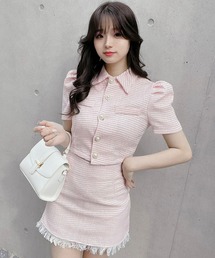 titty＆Co. PETIT by poyo | 【titty&Co.PETIT Produce by POYO】パールボタンツイードトップス(カーディガン/ボレロ)