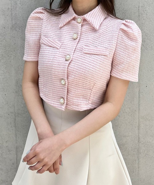 titty＆Co. PETIT by poyo（ティティーアンドコープティバイポヨ）の「【titty&Co.PETIT Produce by POYO】パールボタンツイードトップス（カーディガン/ボレロ・レディース・ピンク・FREE）」の11枚目の写真