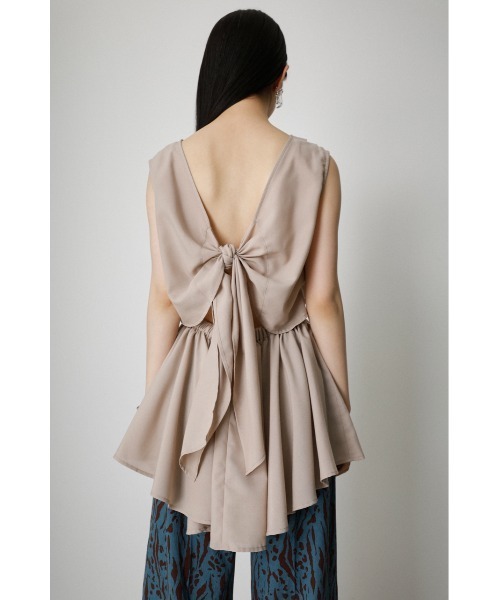 AZUL by moussy（アズールバイマウジー）の「BACK TIE PEPLUM BLOUSE/バックタイペプラムブラウス（タンクトップ・レディース・ブラック/ライトベージュ・MEDIUM/SMALL）」の8枚目の写真