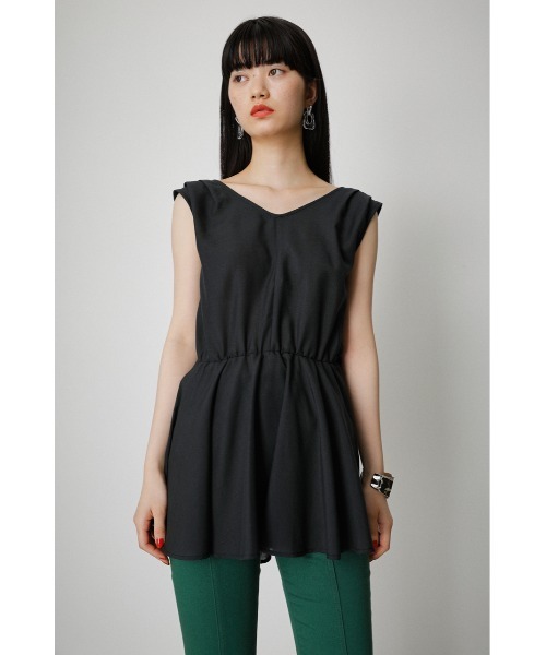 AZUL by moussy（アズールバイマウジー）の「BACK TIE PEPLUM BLOUSE/バックタイペプラムブラウス（タンクトップ・レディース・ブラック/ライトベージュ・MEDIUM/SMALL）」の19枚目の写真
