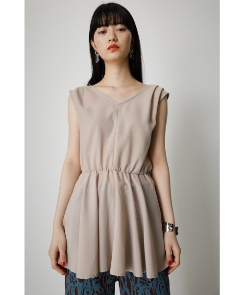 AZUL by moussy（アズールバイマウジー）の「BACK TIE PEPLUM BLOUSE/バックタイペプラムブラウス（タンクトップ・レディース・ブラック/ライトベージュ・MEDIUM/SMALL）」の10枚目の写真