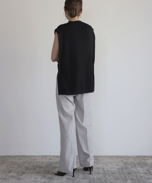 Bonjour Sagan（ボンジュールサガン）の「センタープレスワイドパンツ（スラックス・レディース・ブラック/グレー・S/M）」の19枚目の写真