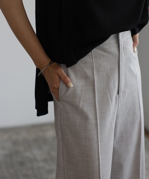 Bonjour Sagan（ボンジュールサガン）の「センタープレスワイドパンツ（スラックス・レディース・ブラック/グレー・S/M）」の21枚目の写真