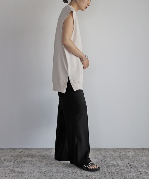 Bonjour Sagan（ボンジュールサガン）の「センタープレスワイドパンツ（スラックス・レディース・ブラック/グレー・S/M）」の6枚目の写真