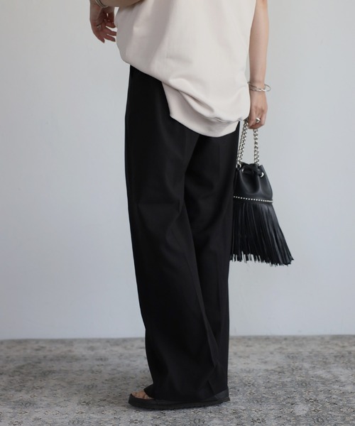 Bonjour Sagan（ボンジュールサガン）の「センタープレスワイドパンツ（スラックス・レディース・ブラック/グレー・S/M）」の7枚目の写真