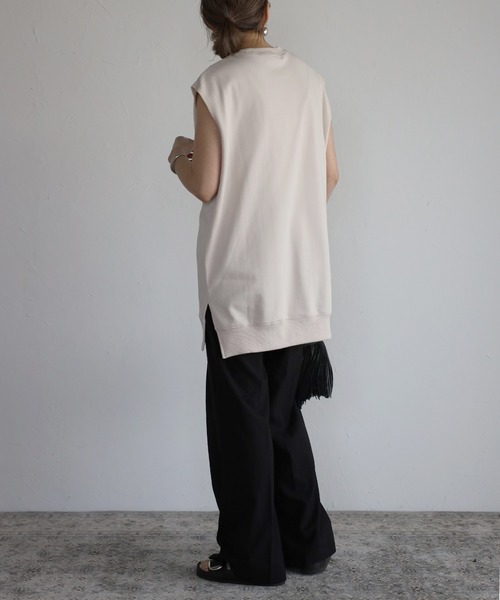 Bonjour Sagan（ボンジュールサガン）の「センタープレスワイドパンツ（スラックス・レディース・ブラック/グレー・S/M）」の8枚目の写真