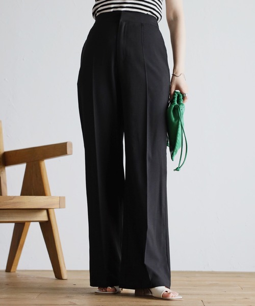 Bonjour Sagan（ボンジュールサガン）の「センタープレスワイドパンツ（スラックス・レディース・ブラック/グレー・S/M）」の9枚目の写真