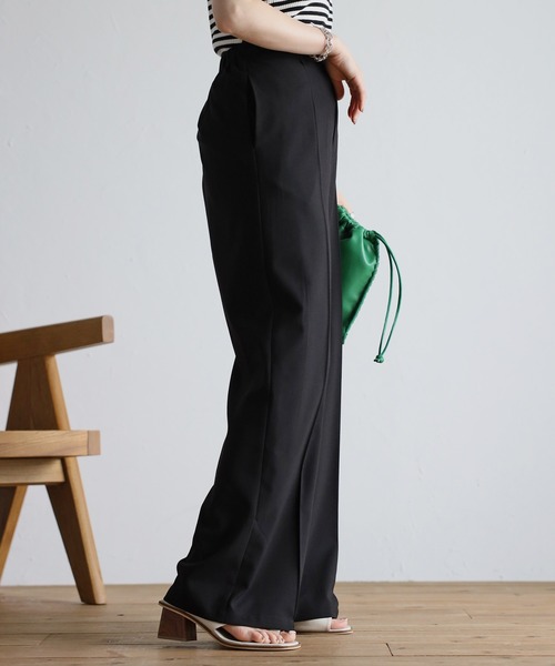 Bonjour Sagan（ボンジュールサガン）の「センタープレスワイドパンツ（スラックス・レディース・ブラック/グレー・S/M）」の10枚目の写真