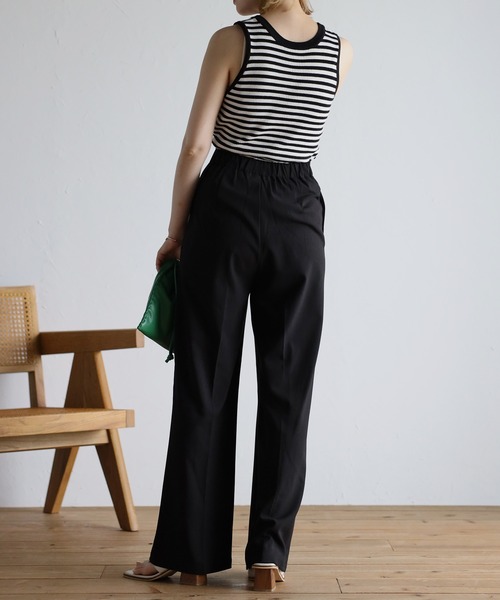 Bonjour Sagan（ボンジュールサガン）の「センタープレスワイドパンツ（スラックス・レディース・ブラック/グレー・S/M）」の14枚目の写真