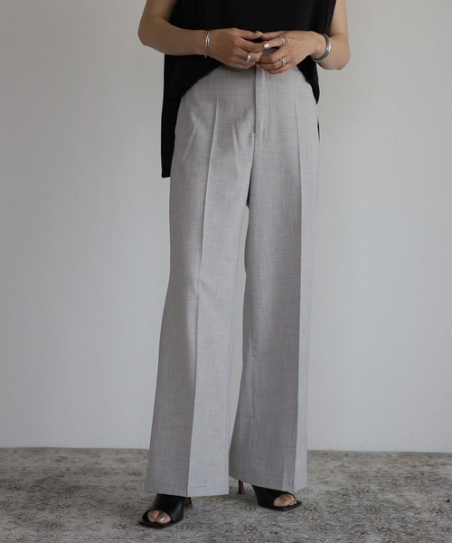 Bonjour Sagan（ボンジュールサガン）の「センタープレスワイドパンツ（スラックス・レディース・ブラック/グレー・S/M）」の3枚目の写真