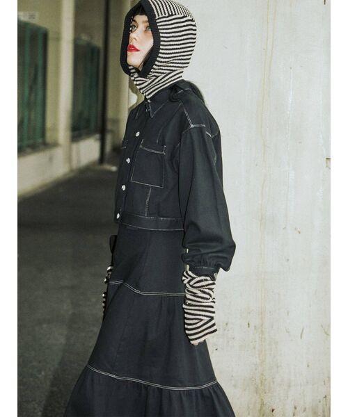 jouetie（ジュエティ）の「ボーダーバラクラバ（ニットキャップ/ビーニー・レディース・パープル/オフホワイト/ピンク/ブルー・FREE）」の6枚目の写真